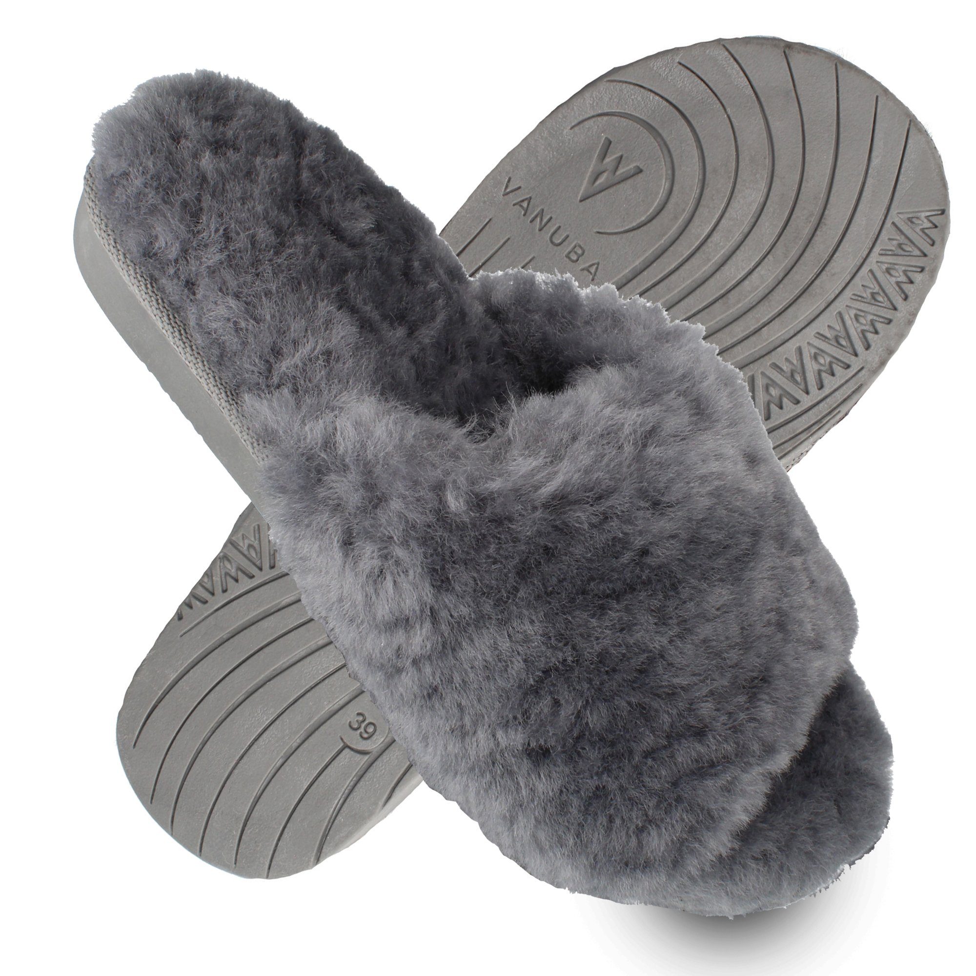 Vanuba ANOA Damen Hausschuh Echtleder Hüttenschuhe/Winter-Hausschuhe/Gefüttert