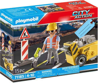 Playmobil® Konstruktions-Spielset Bauarbeiter mit Kantenfräser (71185), City Action, (15 St), Made in Europe