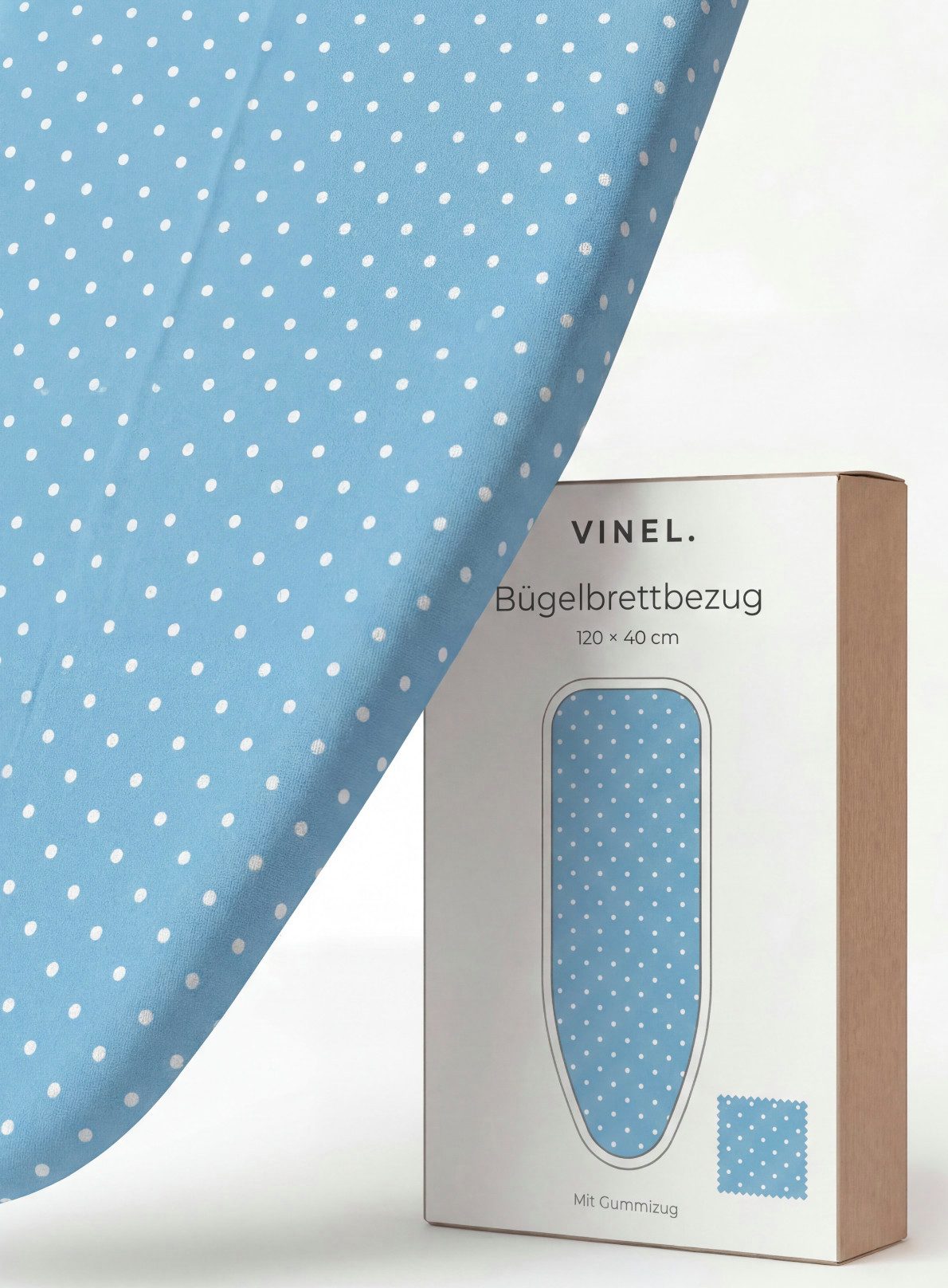 VINEL Ersatz-Bügelbrettbezug Baumwolle, XXL-Polster, Stabiler Gummizug Universal, Blau
