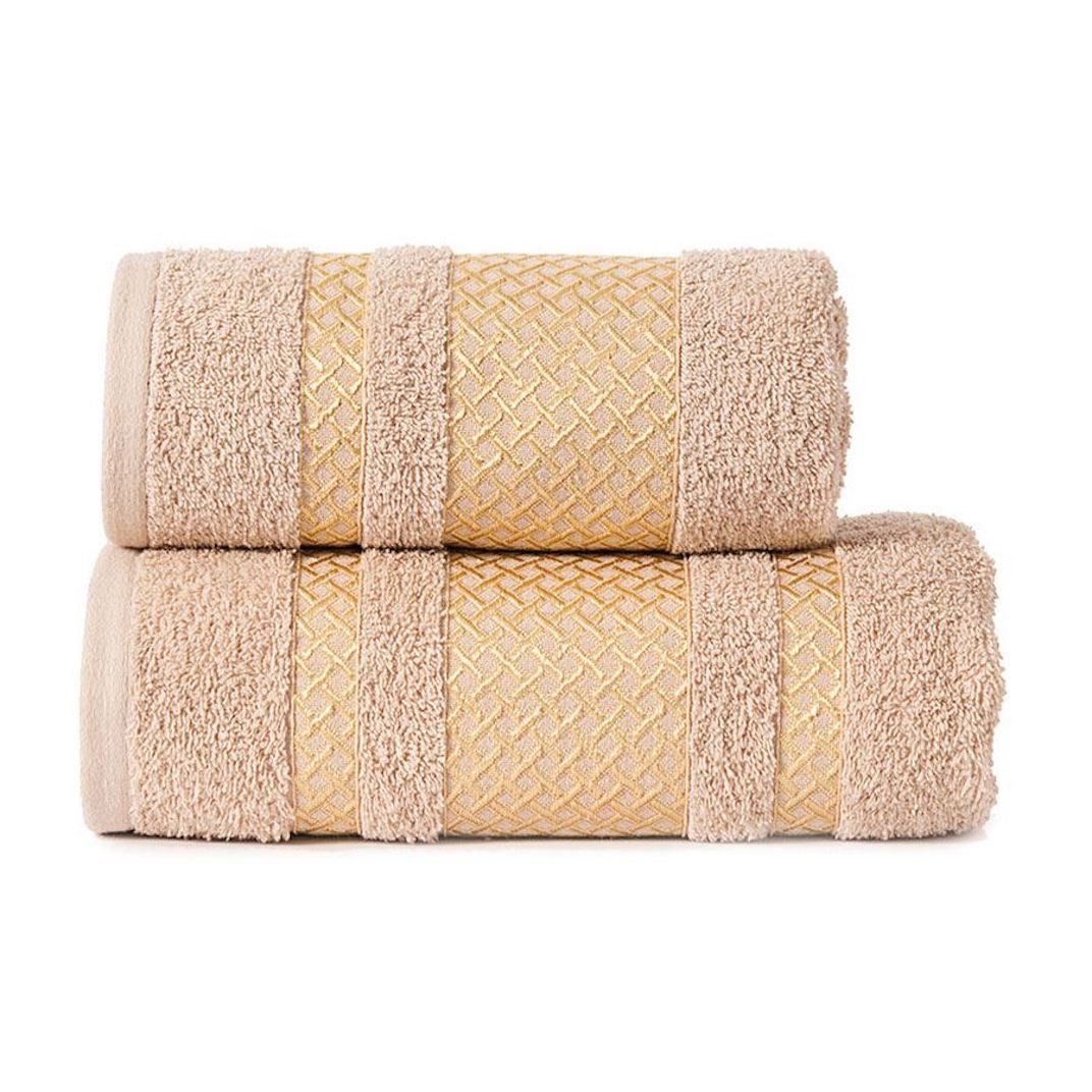 JESSIS TEX Handtuch Set Handtuch Set "EDEL" JESSIS TEX Baumwolle Beige mit Goldene Bordüre, (Set), modernes Muster, Edel Handtücher mit Bordüre, 100% Baumwolle