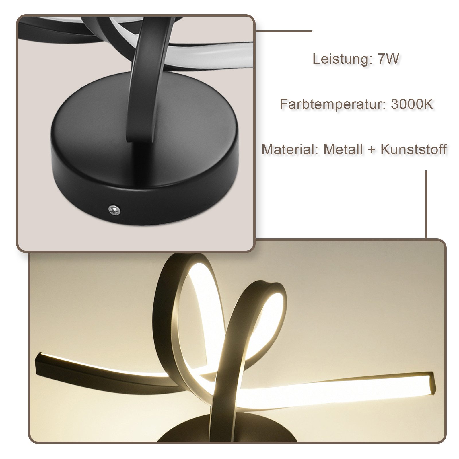 Glitzerlife Wandlampe Led Wandleuchte Innen Weiß - Wand Lampe Für Treppenhaus Flur Wohnzimmer Schlafzimmer Badezimmer 7W Modernes Design Wandleuchten Warmweiß 3000K_voghion.com