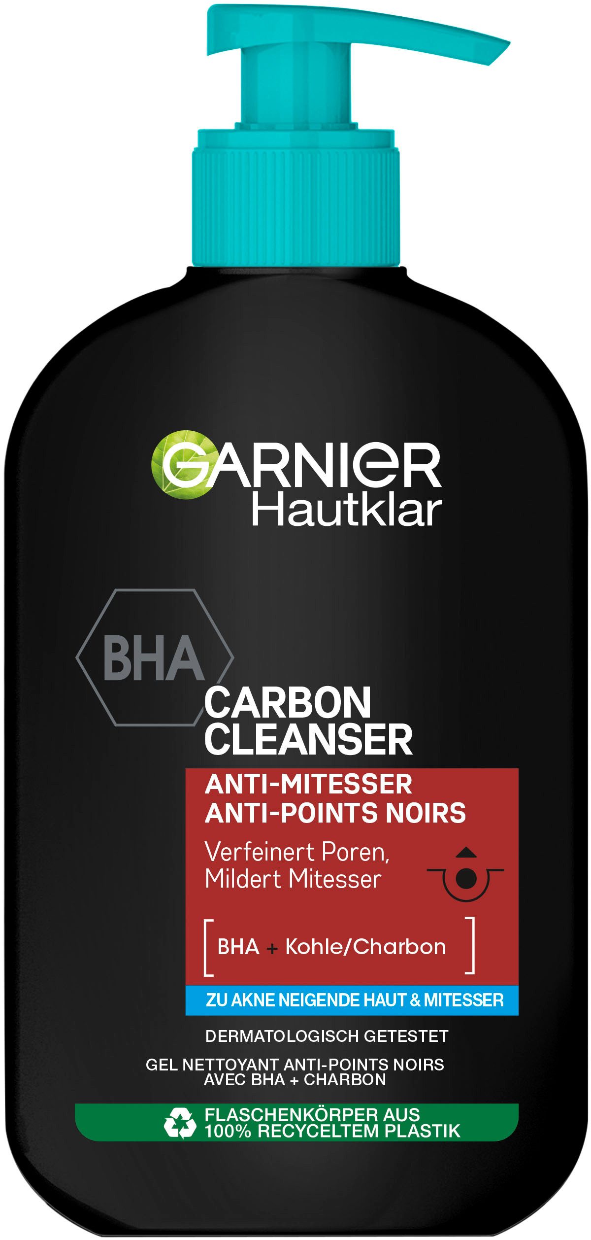 GARNIER Gesichtsreinigungsgel GARNIER SKIN ACTIVE BHA CARBON CLEANSER ANTI-MITTESSER, mildert Unreinheiten, erneuert Haut, sorgt für mattierte Haut