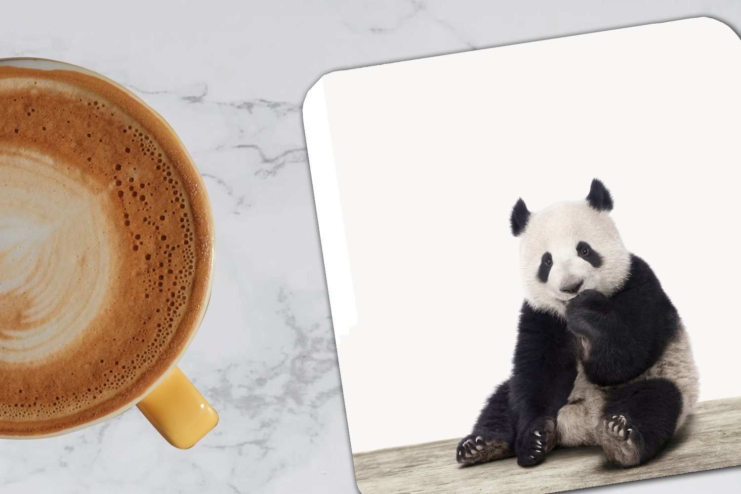 - - Korkuntersetzer, MuchoWow Gläser, Glasuntersetzer Untersetzer, Panda Glasuntersetzer, Zubehör Tiere für Weiß, - Tischuntersetzer, Schwarz Tasse 6-tlg.,