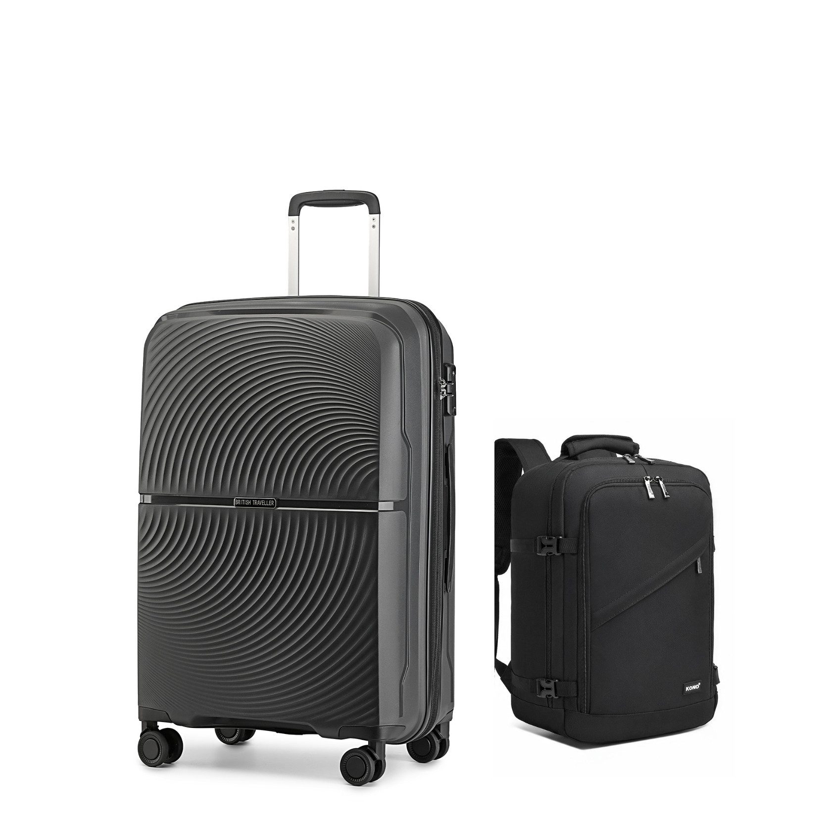 KONO Kofferset 2-teilig: 20" Handgepäckkoffer(ca. 55 cm Höhe)+Rucksack(40cm Höhe), (2 tlg)