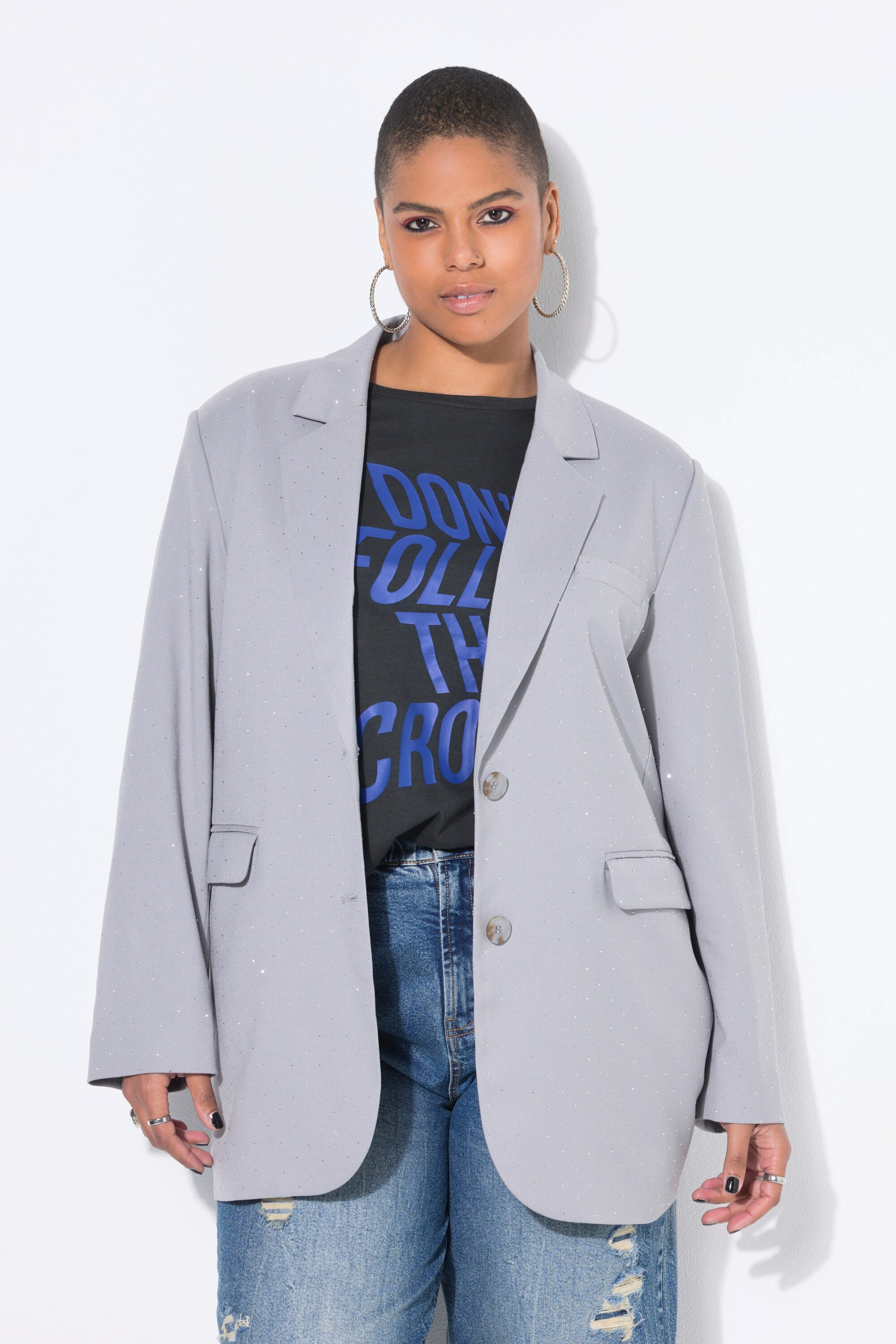 Blusenblazer Blazer Oversize Shape Glitzersteinchen