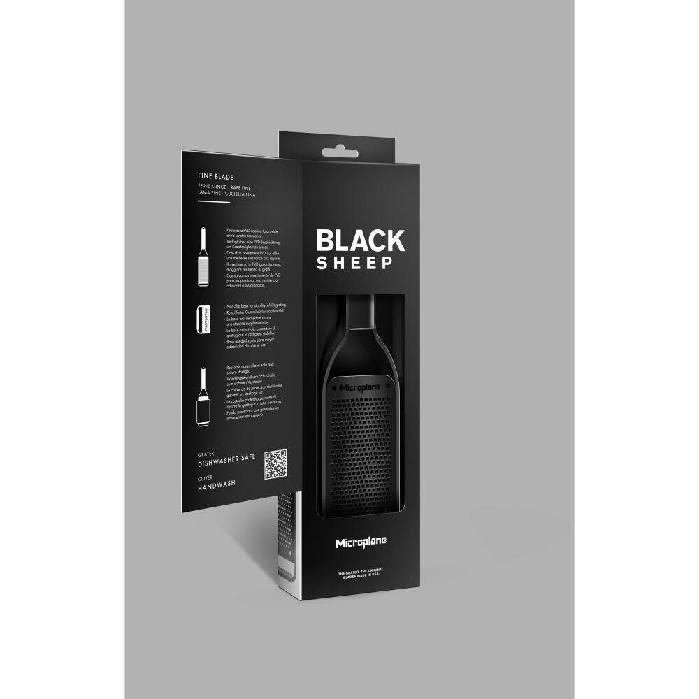 Microplane Küchenreibe Küchenreibe Black Sheep Fein, Edelstahl, PVD-Beschichtung, Gummi, photogeätzte Klinge