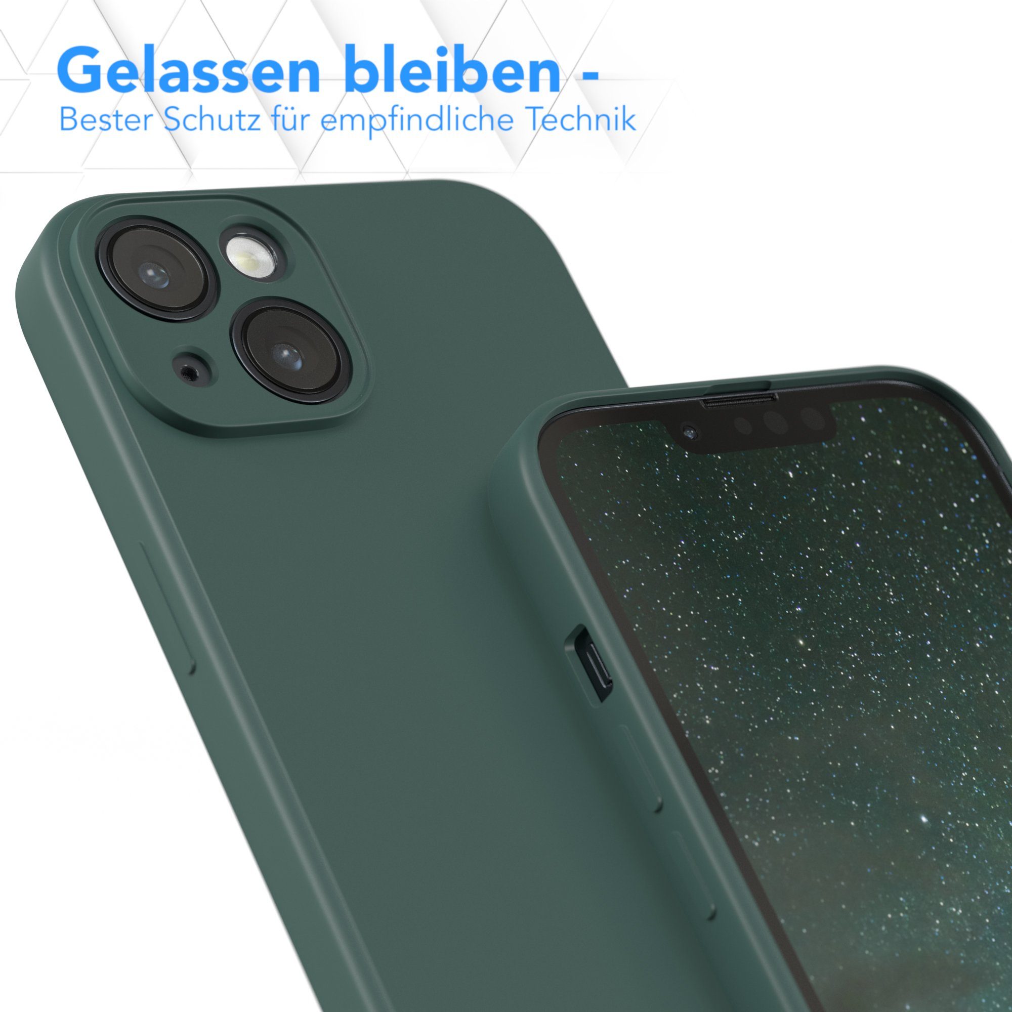 EAZY CASE Handyhülle für Apple iPhone 14 Hülle Silikon 6,1 Zoll, Silikon Schutzhülle mit Kameraschutz kratzfest bumper Grün / Nachtgrün – Bild 4 von 5