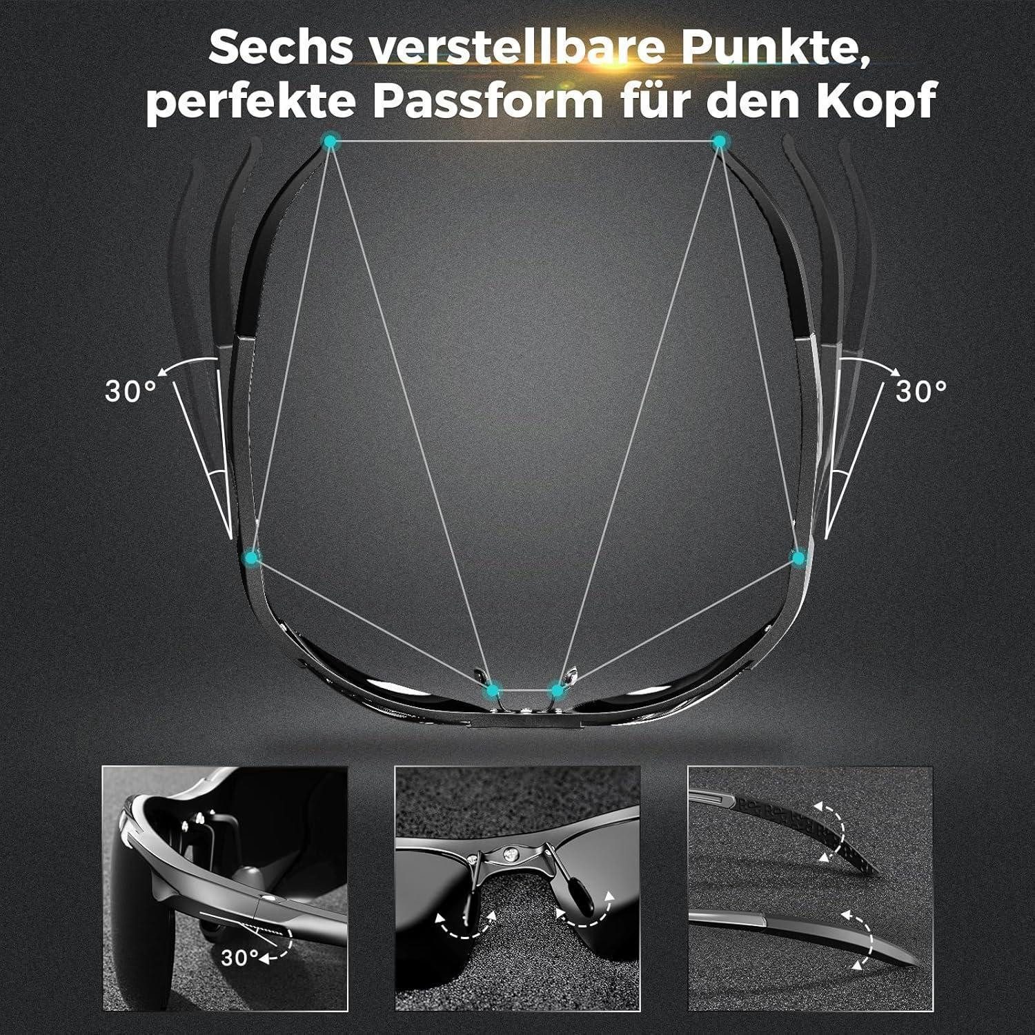 LuxusKollektion Fahrradbrille Sonnenbrille Herren Polarisiert Grau Neu Nicht Vespiegelte