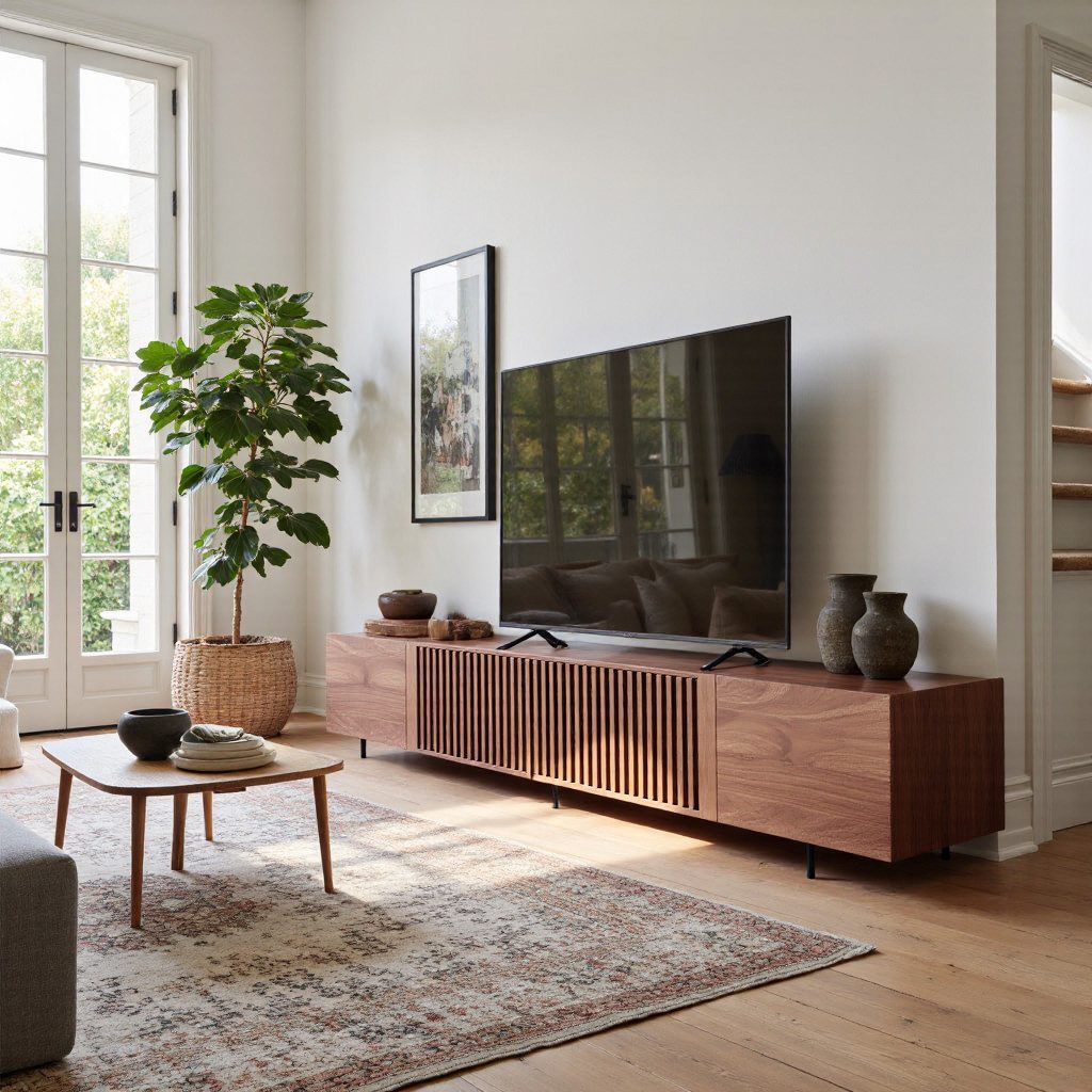oleyluckidea TV-Schrank TV Lowboard in Walnuss Fernsehschrank für 75-Zoll TVs mit Stauraum Breite 180/240 cm – Bild 4 von 5