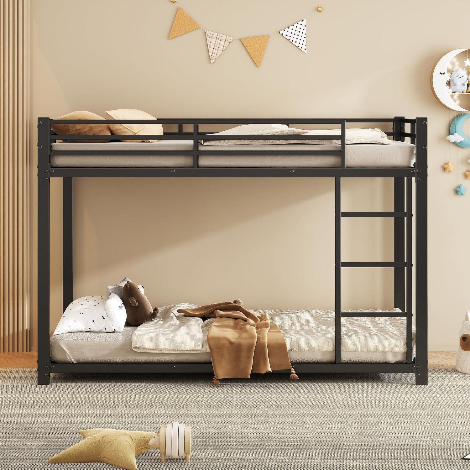 LuxusKollektion Etagenbett Etagenbett Metall 90x200cm Schwarz (1-St)
