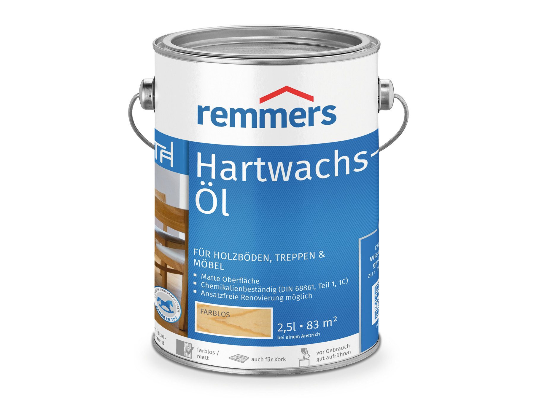 Remmers Hartwachsöl Hartwachs-Öl 2,5 Liter, für Holzböden & Möbel und Korkböden, langlebig, schmutzabweisend