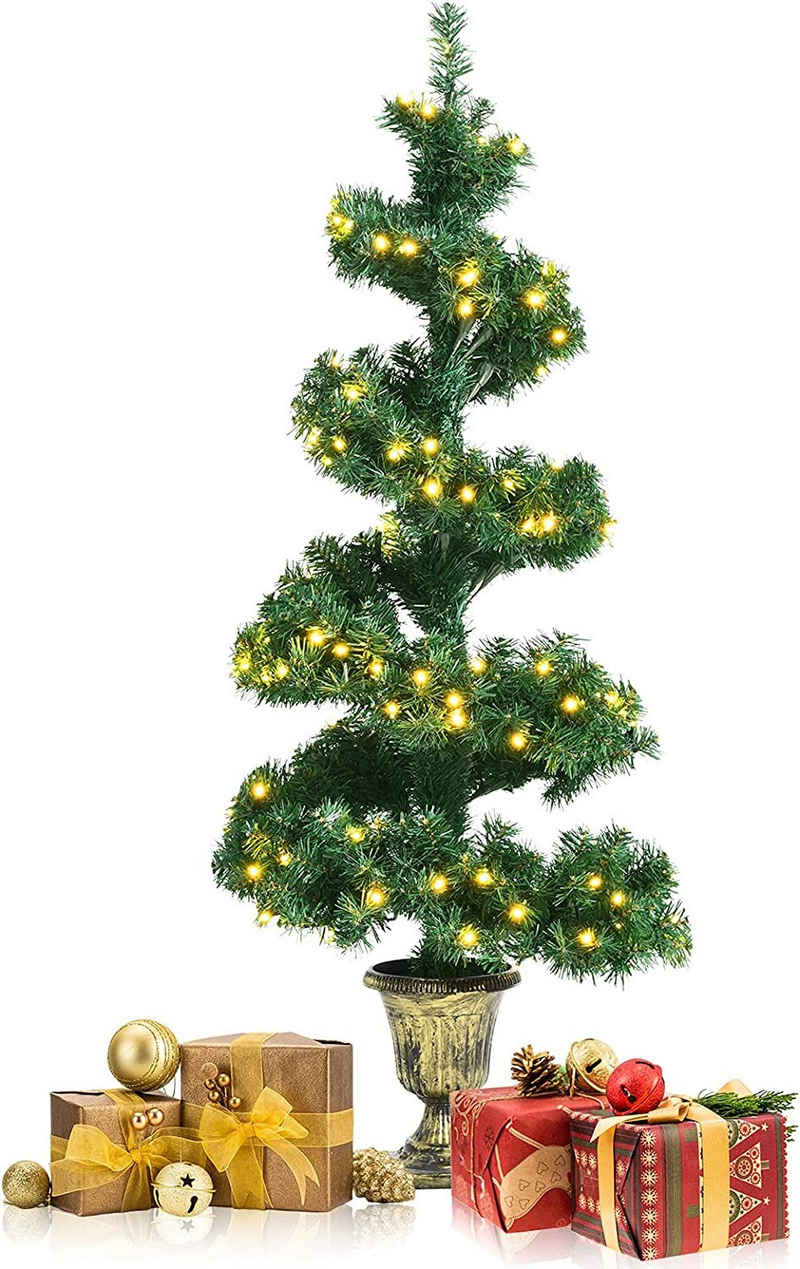 COSTWAY Künstlicher Weihnachtsbaum »120cm Tannenbaum«, mit 150 warmweißen LED-Leuchten und 364 Spitzen PVC Nadeln, Grün