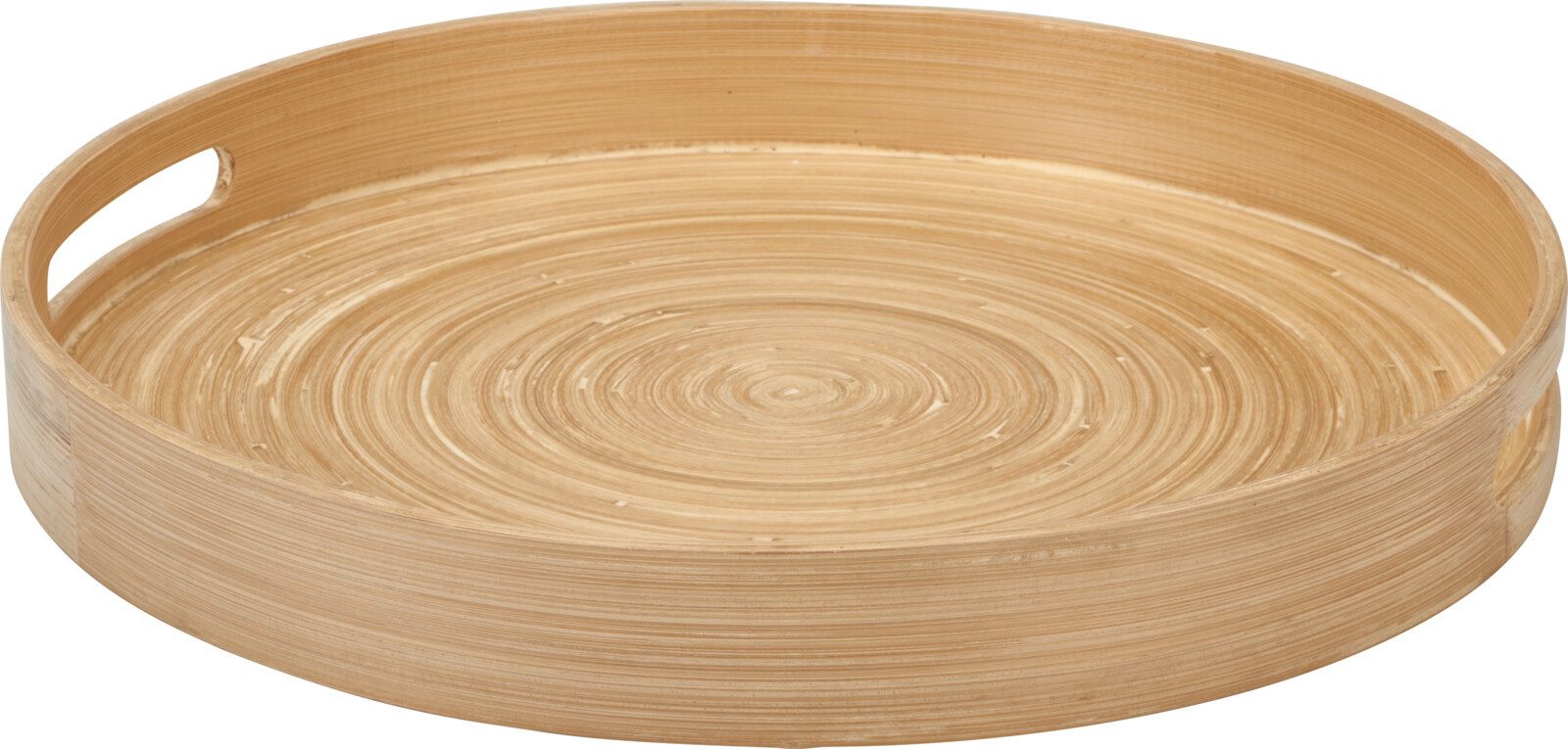 Koopman Tablett Serviertablett Dekotablett Tragetablett 34x4cm Holz, Holz, (Stück, 1-tlg., Packung), hoher Rand, Rund, Tragegriffe, Naturmaterial