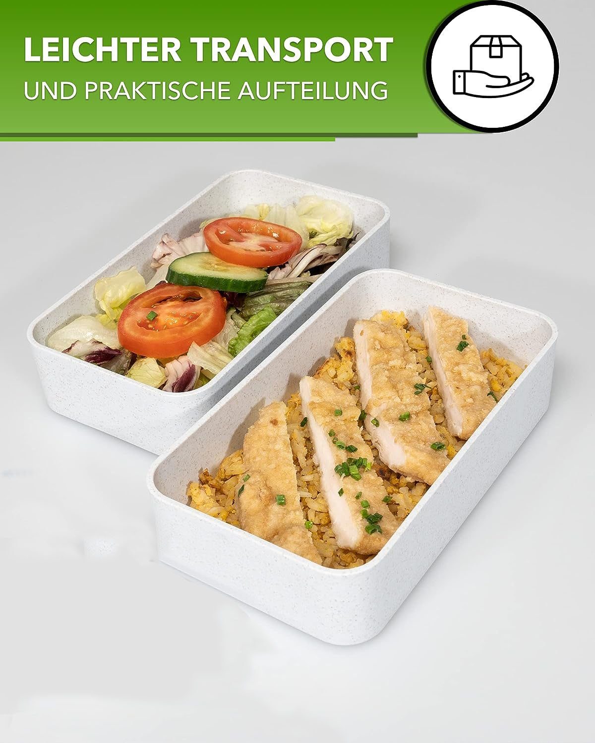 autolock Lunchbox 1200ml Bento Box 3-teiligem Besteck-Set Lunchbox - weiß 
