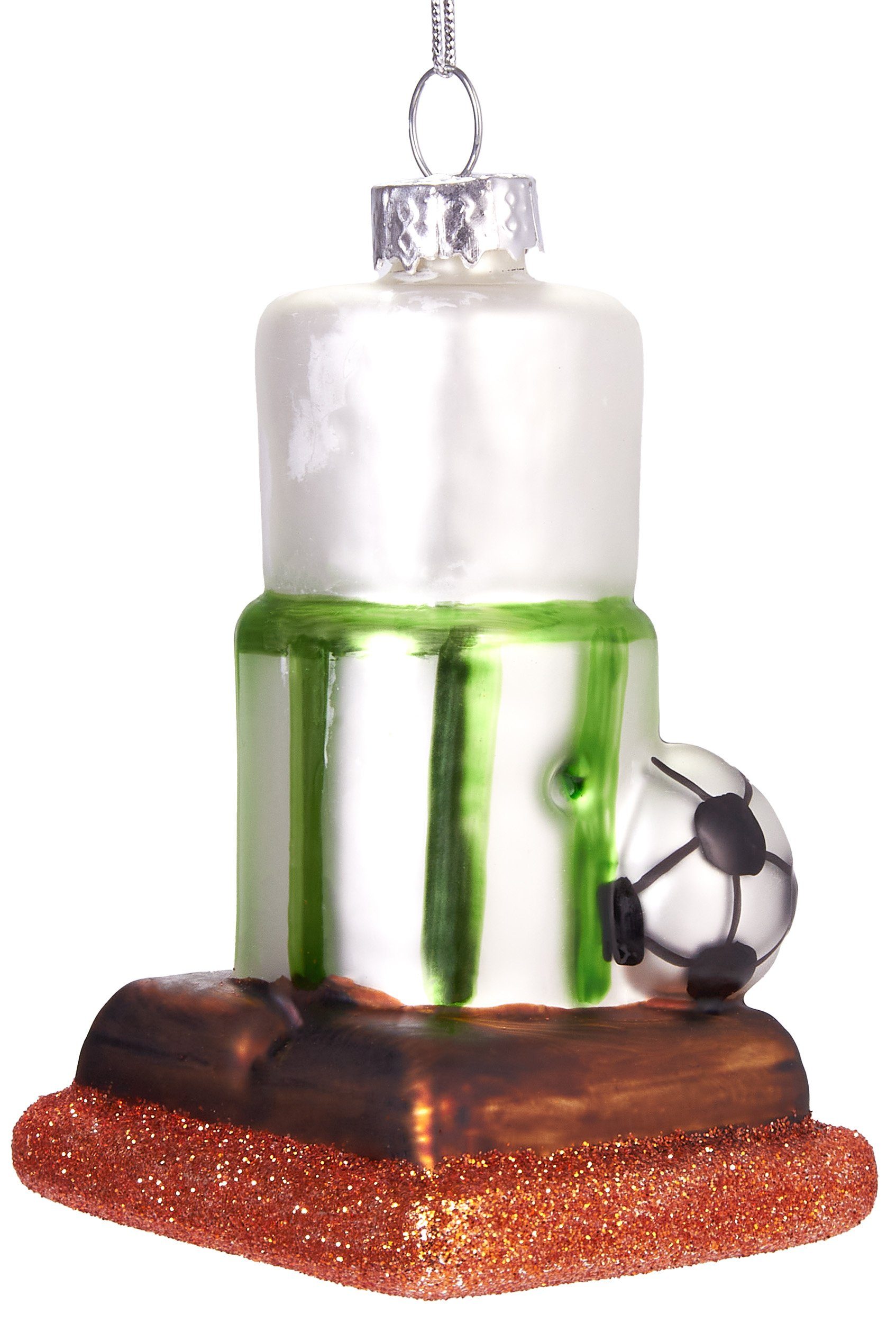 aus mit cm - Christbaumschmuck Kunstvolle Schneemann Glas, handbemalt BRUBAKER Weihnachtskugel mundgeblasene Fußball, Weihnachtsdekoration 9