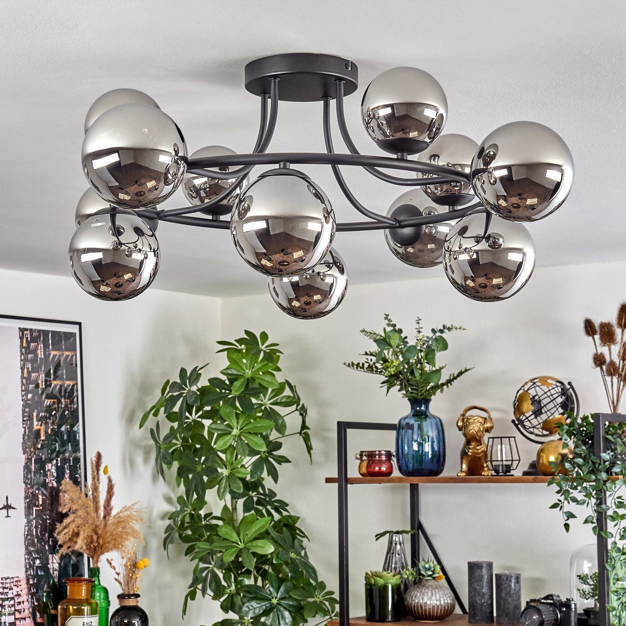 hofstein Deckenleuchte Deckenlampe aus Metall/Glas in günstig online kaufen