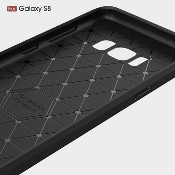 CoverKingz Handyhülle Hülle für Samsung Galaxy S8 Plus Handyhülle Silikon Cover Case, Carbonfarben