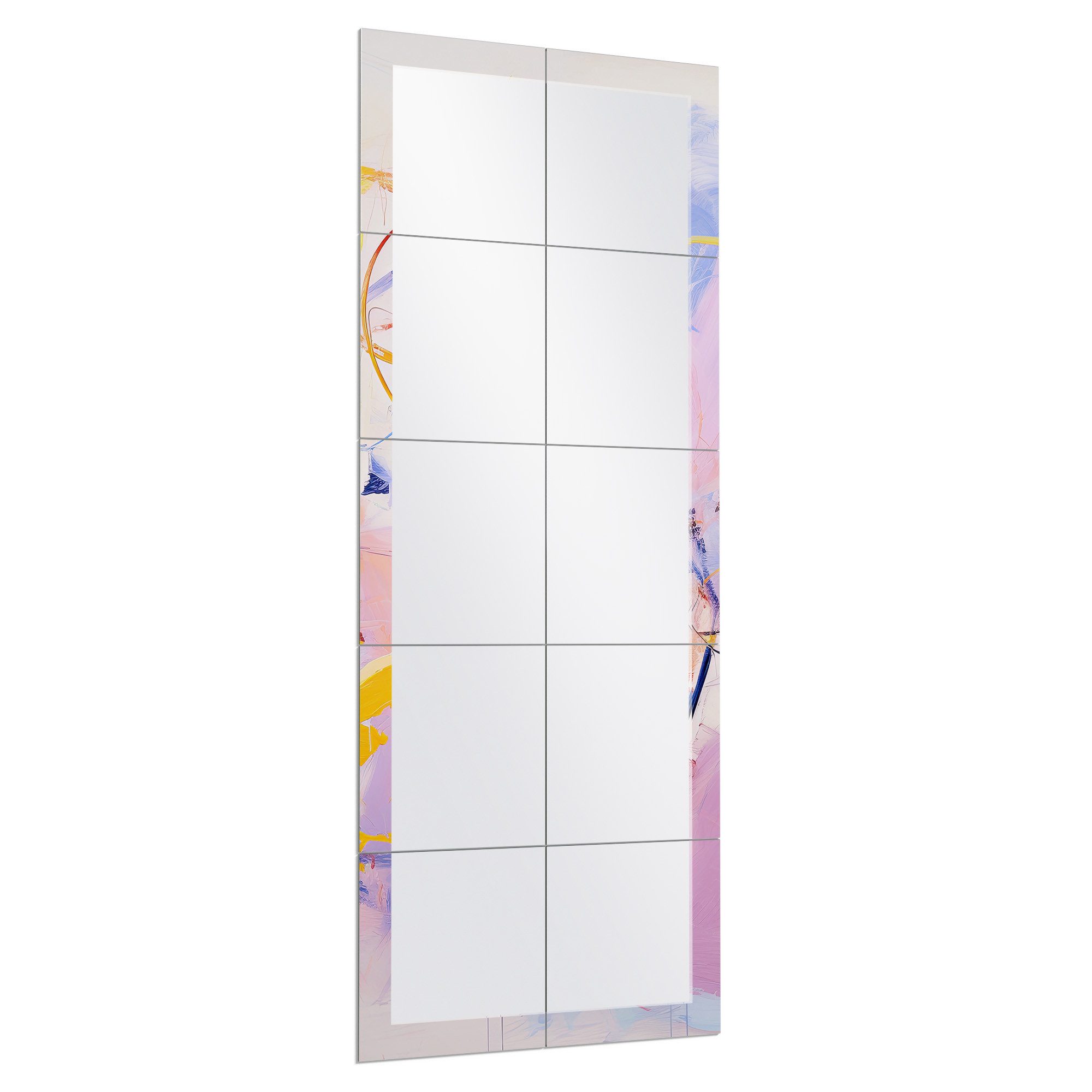 DEQORI Wandspiegel 'Lila Leichtigkeit', Spiegelfliesen Puzzle Wand Spiegel Wohnzimmer Spiegelwand Flur groß