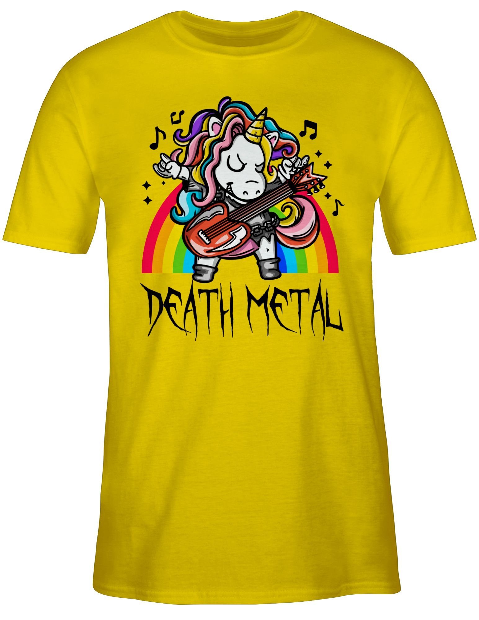 Heavy Einhorn 3 - Death Geschenke Unicorn Metal Metal Shirtracer T-Shirt Gelb