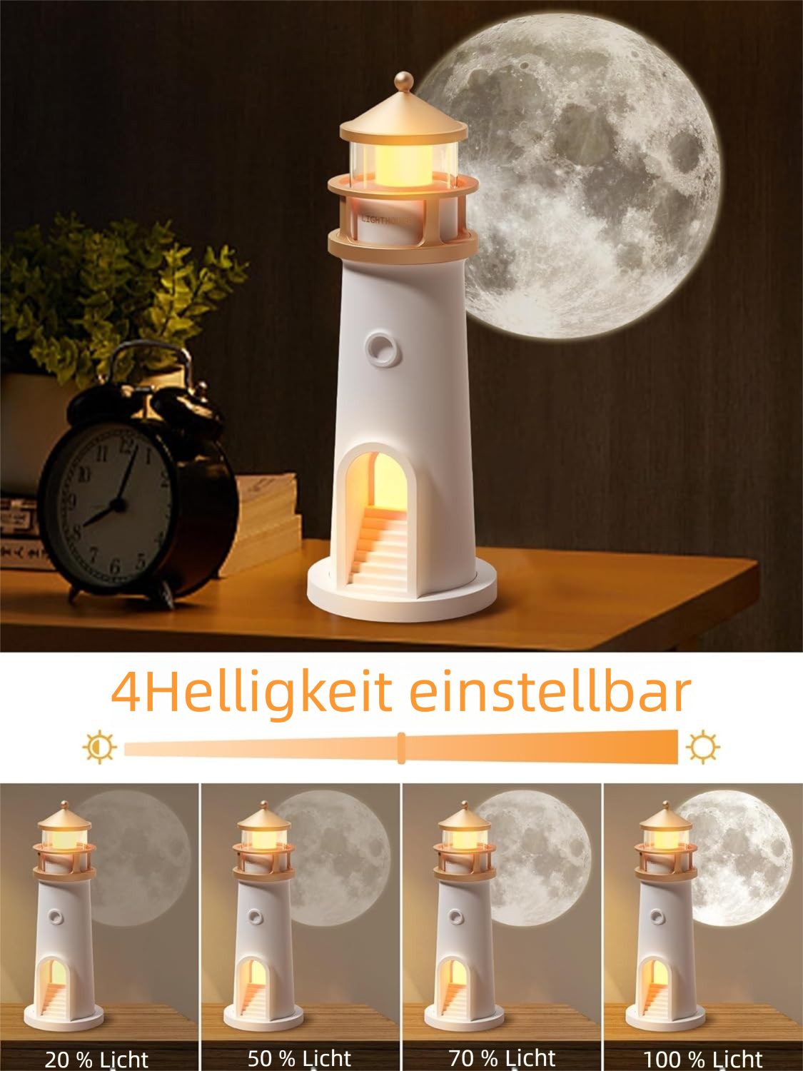 VEKROBOT Nachtlicht Leuchtturm Projektor Bluetooth Fernbedienung Nachtlicht Stimmungslicht, Mondlicht-Projektionslampe – Leuchtturm-Design