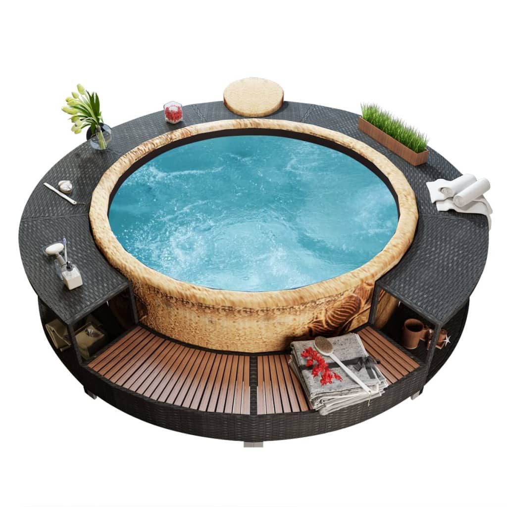vidaXL Poolleiter Whirlpool-Umrandung Rattan Rund Schwarz günstig online kaufen
