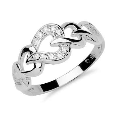 Unique Silberring 925 Silber Ring mit Herzen und Zirkonia SR0107
