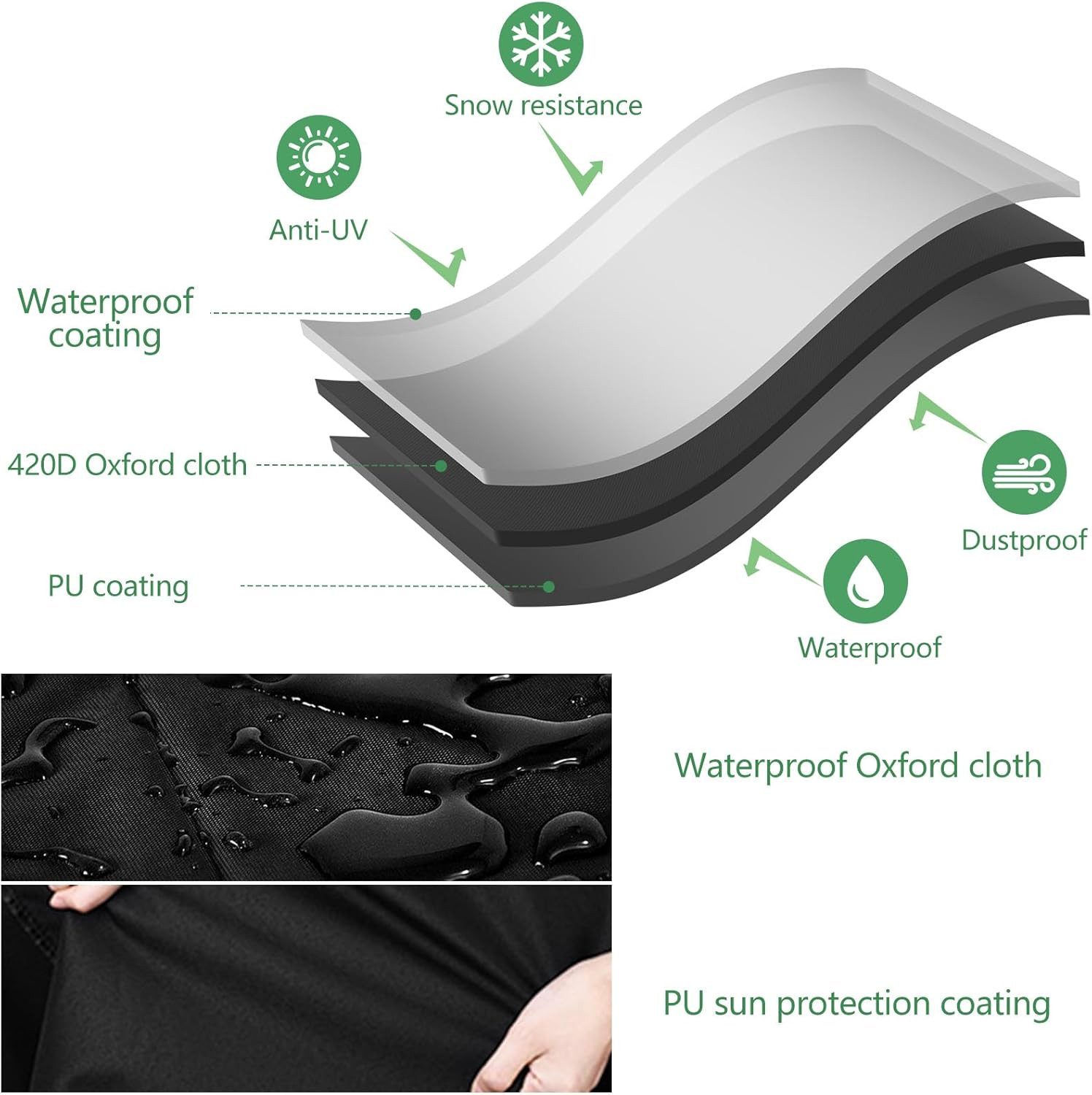 Paerduo Gartenmöbel-Schutzhülle Wasserdichte Gartenmöbel-Abdeckung 420D Oxford-Polyester UV-Schutz (Outdoor Schutzhülle für Gartenmöbel – Wasserdicht & Winddich – Bild 4 von 5