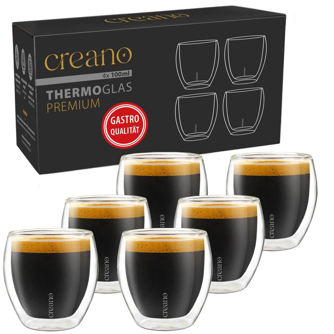 Teeglas Espressoglas 6er-Set “hoch” 100ml
