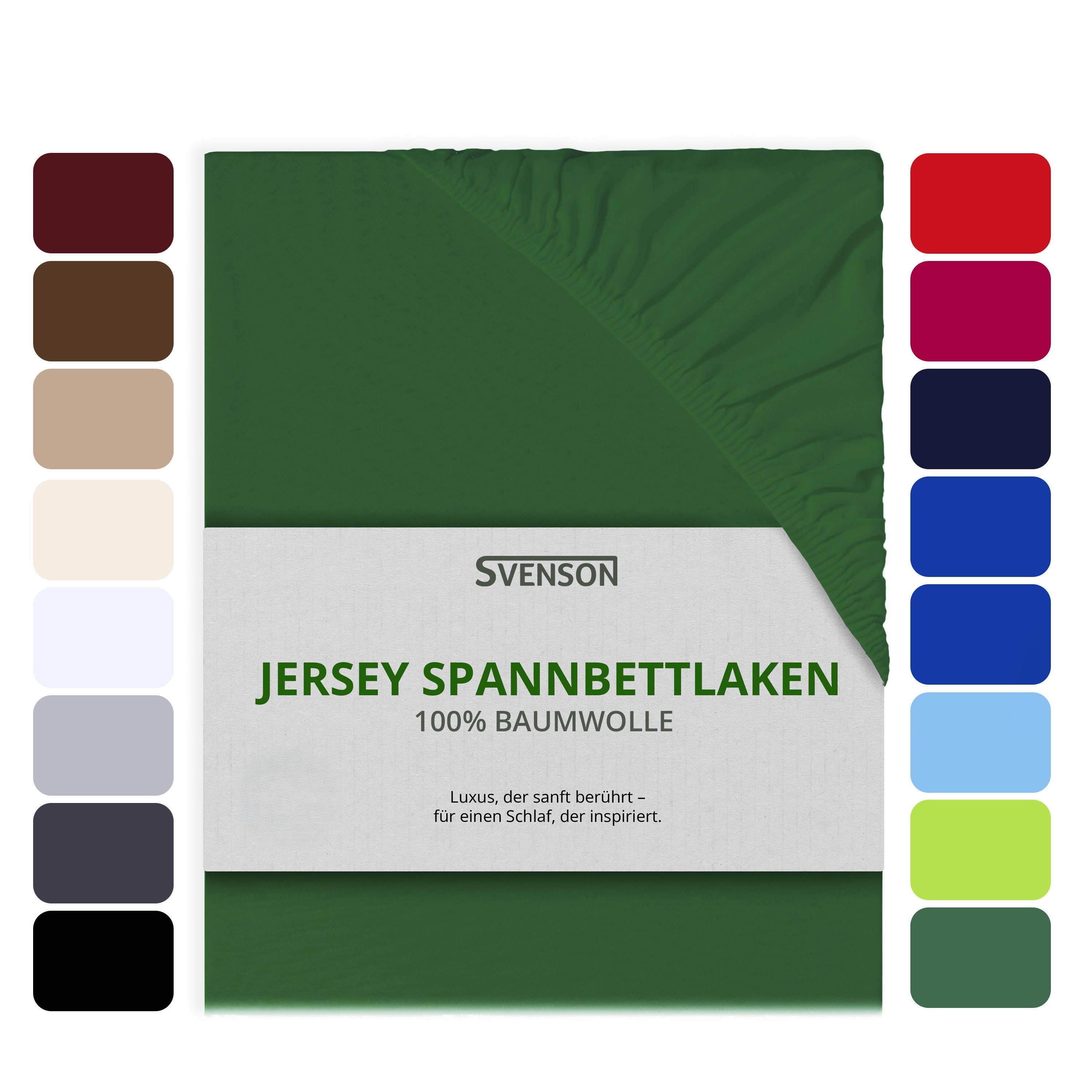 Svenson Spannbettlaken Svenson Jersey Spannbettlaken, 100% Baumwolle, Gummizug: rundum, (1 Stück), grün