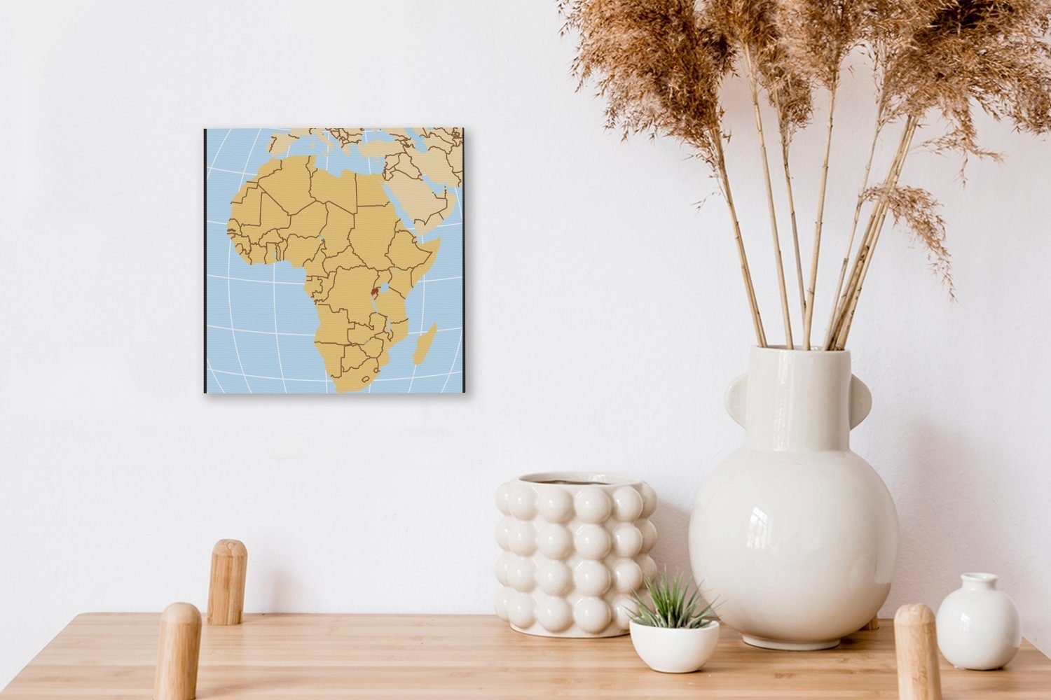 OneMillionCanvasses® Leinwandbild Illustration einer Leinwand St), Wohnzimmer von Ruanda Karte Afrika, für (1 Schlafzimmer Bilder in