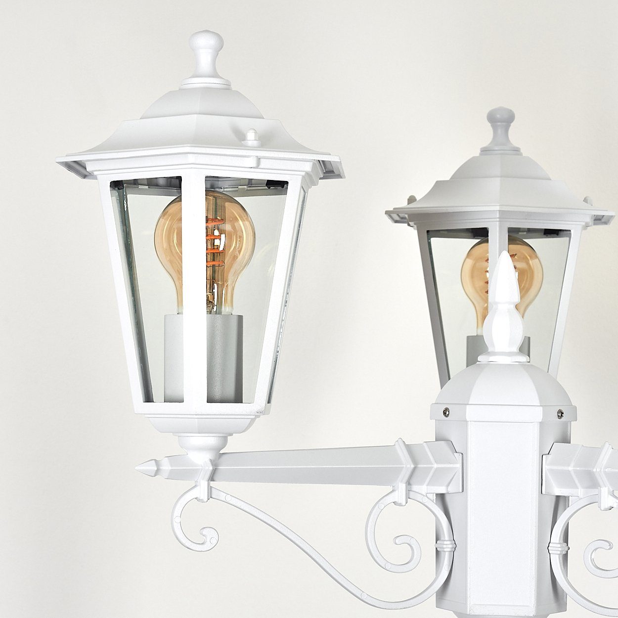 hofstein Außen-Stehlampe Wegeleuchte aus Metall/Glas in Weiß/Klar, ohne Leuchtmittel, Kandelaber, Gartenbeleuchtung IP44, 3xE27, ohne Leuchtmittel