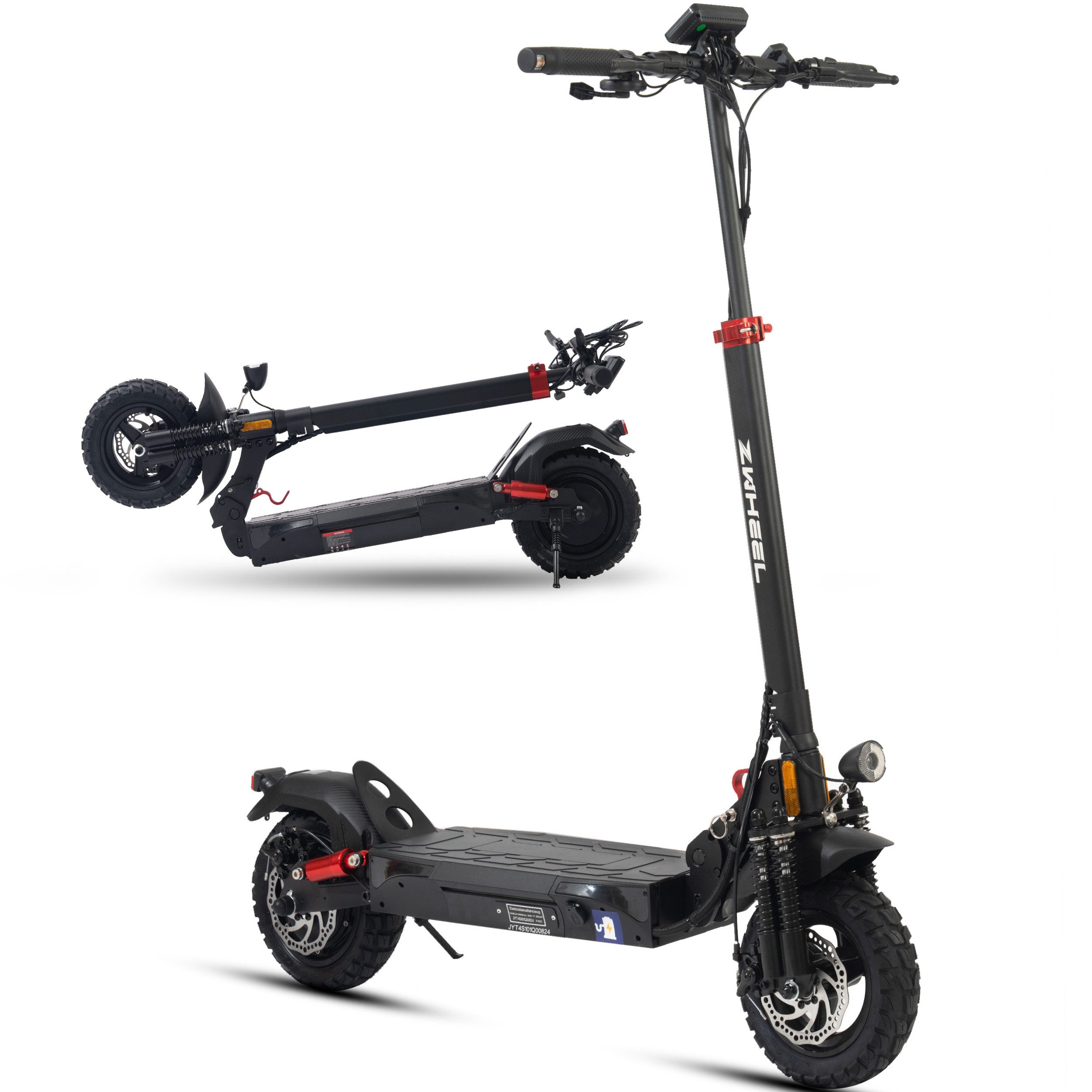 ZWHEEL E-Scooter 10 Zoll Elektroroller mit Straßenzulassung (ABE), klappbar, max. 60km, 500,00 W, 20 km/h, (mit Blinker, 20% Steigung, 10 Zoll Geländereifen), 48V 600Wh, E roller, Doppelstoßdämpfer, Offroad