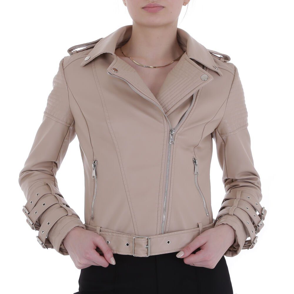 Ital-Design Steppjacke Damen Biker Bikerjacke in Beige