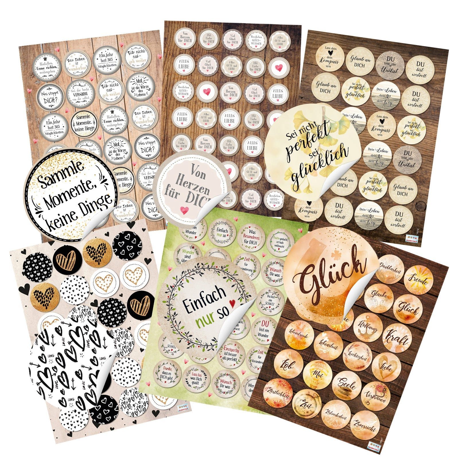 Logbuch-Verlag Aufkleber Großes Sticker Set mit 6 x 24 Aufklebern - Sprücheaufkleber zum