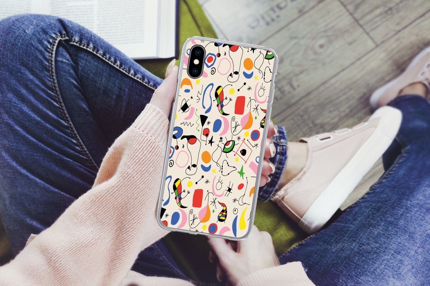 MuchoWow Handyhülle für Apple iPhone X Muster - Abstrakt - Kunst, Smartphone-Bumper, Print, Handy Schutzhülle Dünn