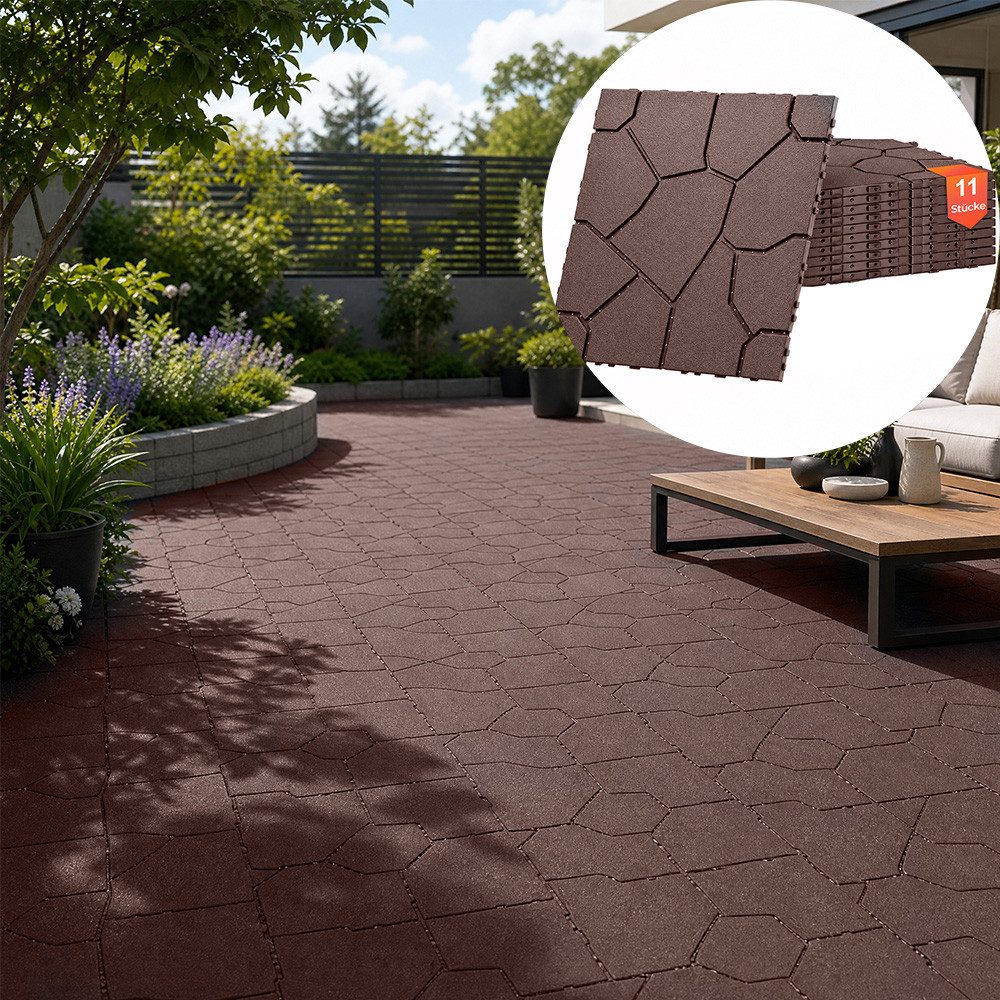 GLIESE Terrassendielen Klickfliesen 30 × 30 × 2 cm für Balkon Terrasse Garten, 1 m², BxL: je 30x30 cm, (11-St)