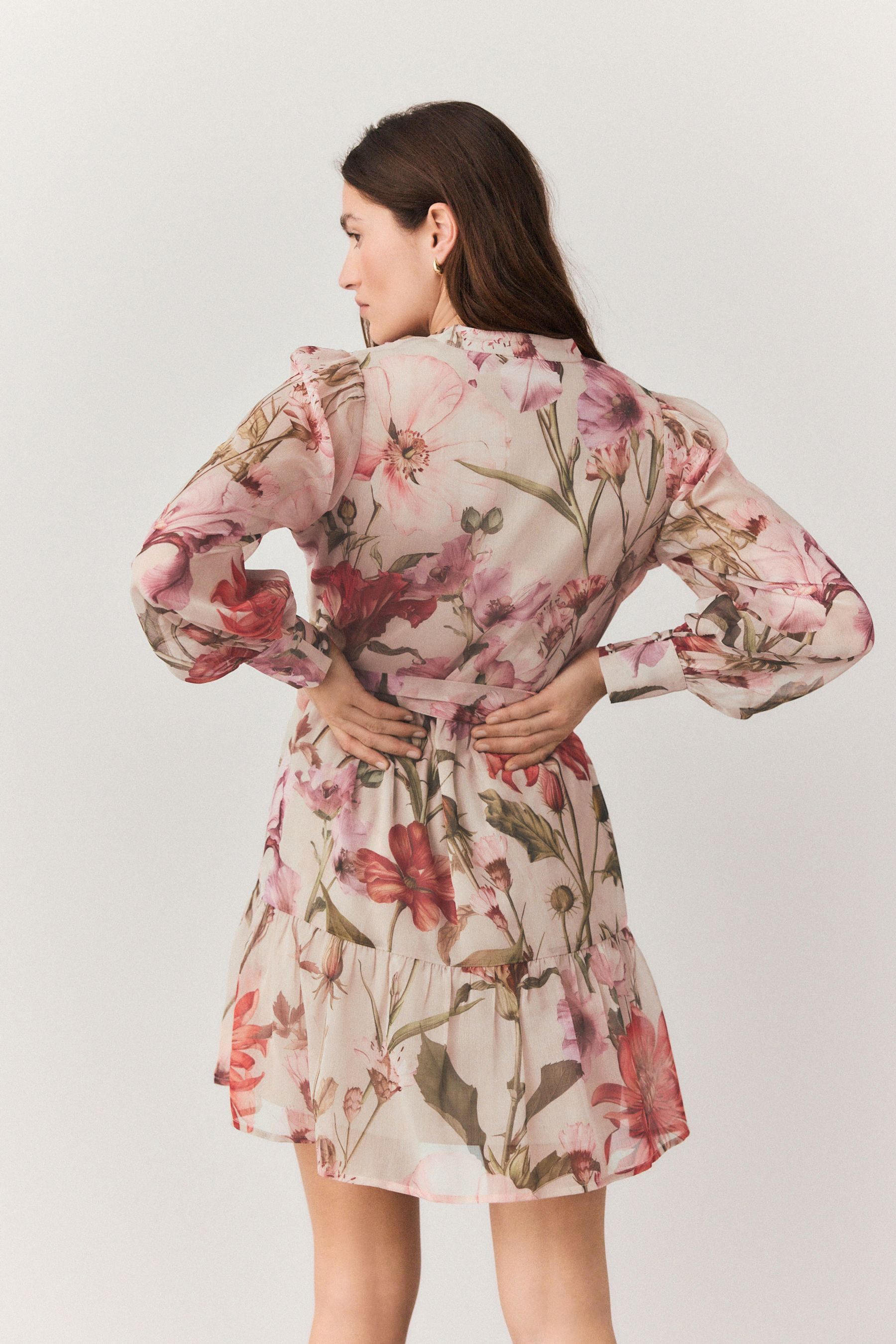 Next Minikleid Langärmeliges Minikleid mit Bindedetail (1-tlg) günstig online kaufen