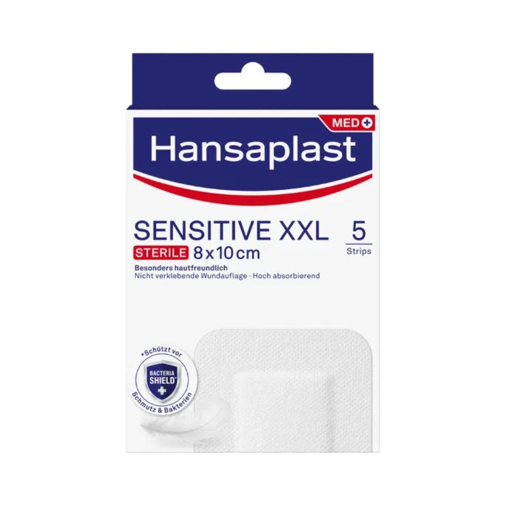 Beiersdorf AG Wundpflaster Hansaplast Sensitive XXL 8 cm x 10 cm, steril, Packung