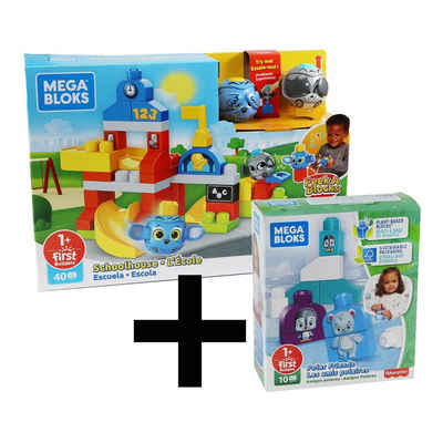 MEGA BLOKS Spielbausteine Mega Bloks Schule Polarfreunde Klemmbausteine Bundle 40+10 teilig, (50 St)
