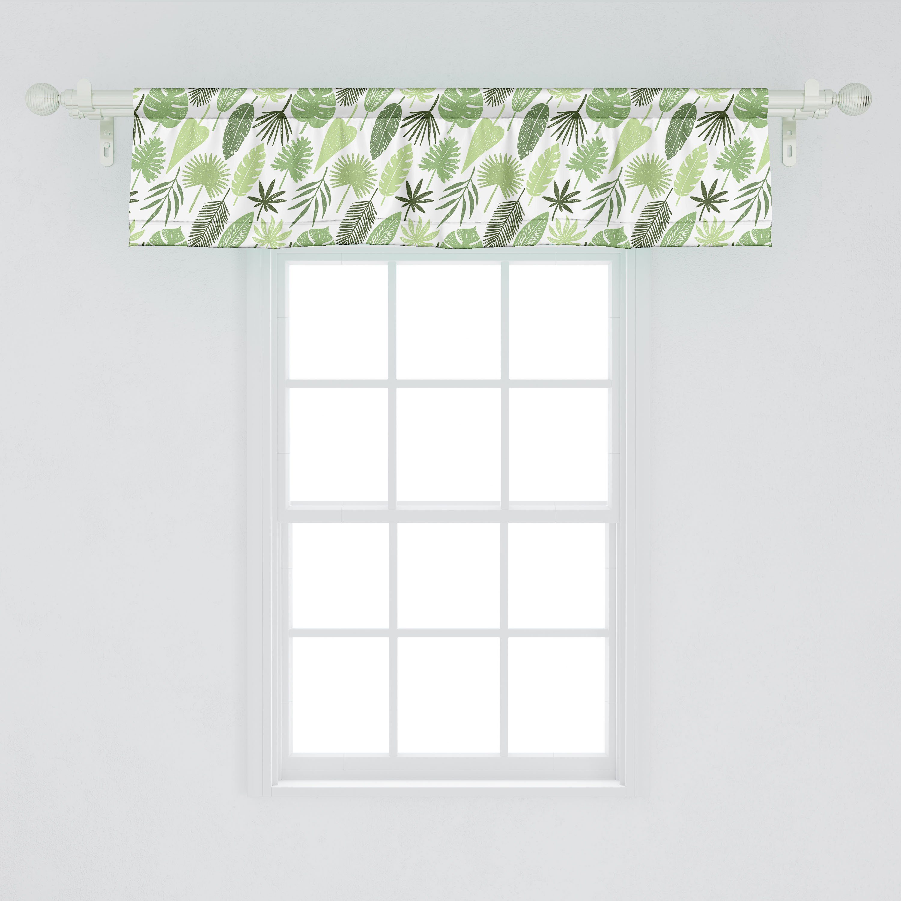 Scheibengardine Vorhang Volant für Kunst Abakuhaus, Philodendron Blätter Stangentasche, Küche gezeichnete mit Schlafzimmer Hand Microfaser, Dekor