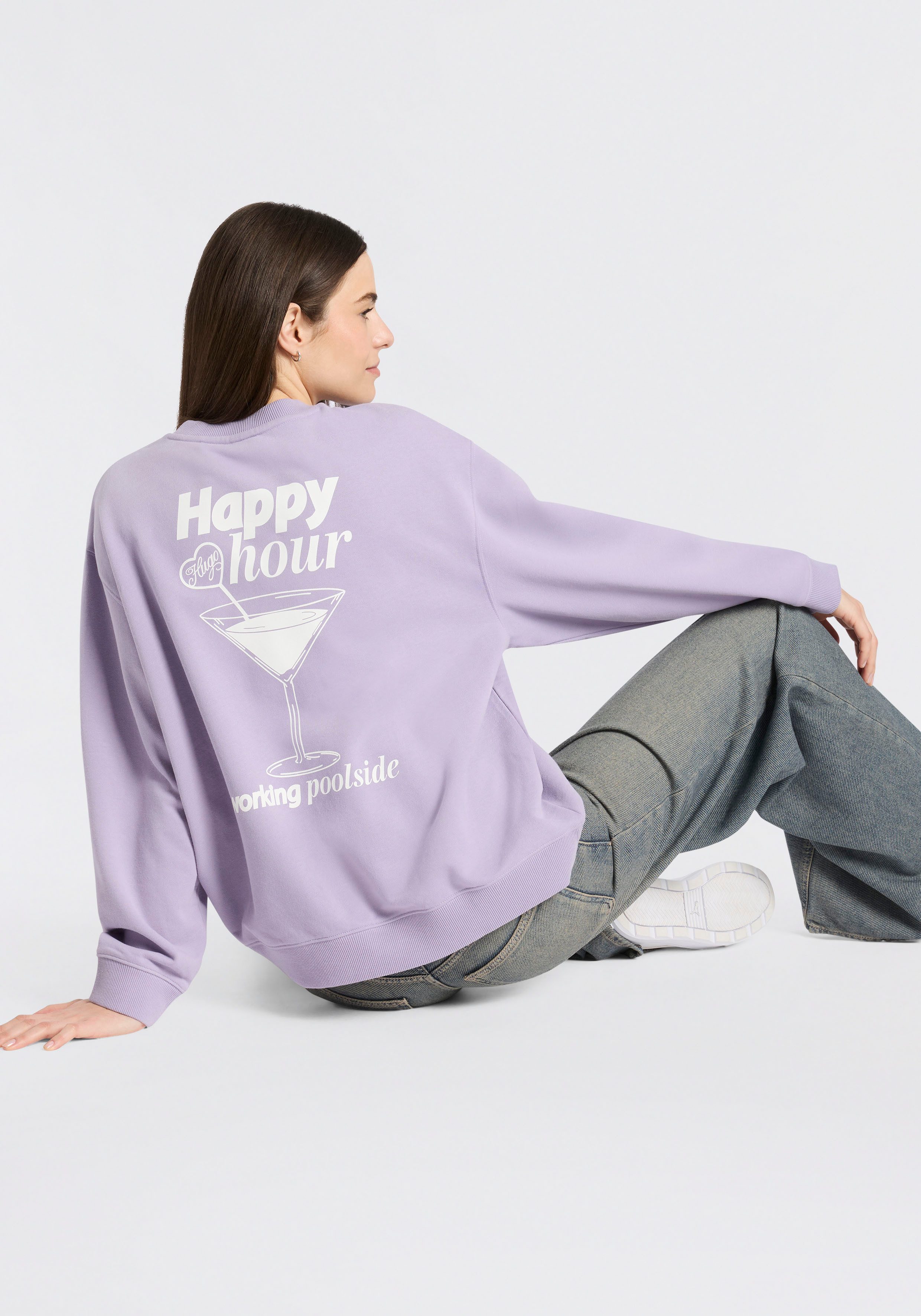 HUGO Blue Sweatshirt Classic Crew mit großem Rückenprint