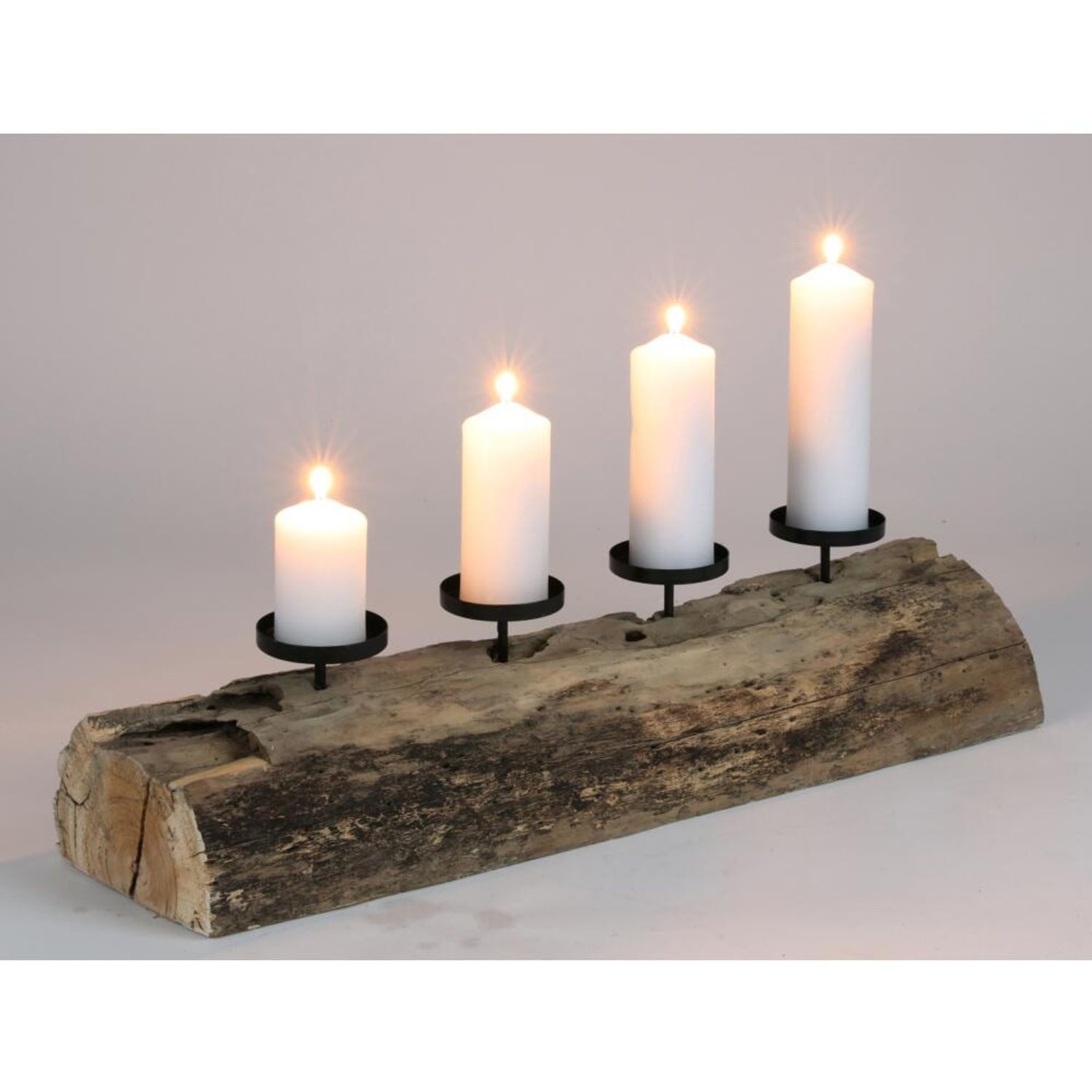 BURI Teelichthalter XXL Kerzenhalter Holz 70cm Weihnachtsdeko Kerzenständer Adventskranz