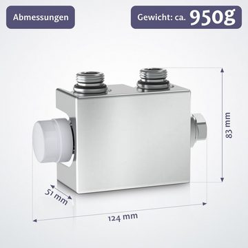 Aquamarin Heizkörper Heizkörperventil Anschluss Multiblock Hahnblock Thermostatventil 1/2"