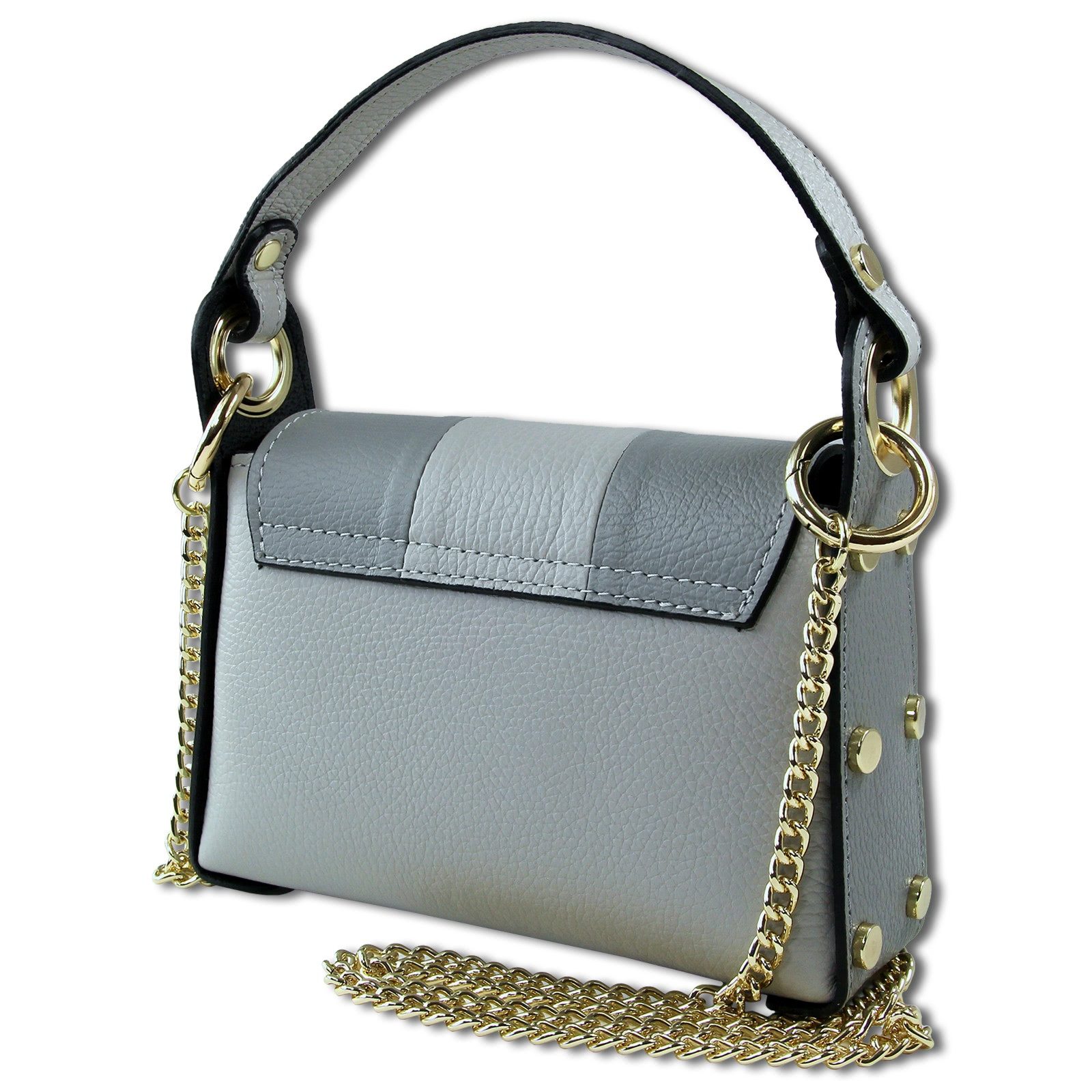 Toscanto Umhängetasche Toscanto Tasche grau hellgrau Leder (Umhängetasche), Damen Umhängetasche Leder, grau, hellgrau ca. 19cm x ca. 14cm