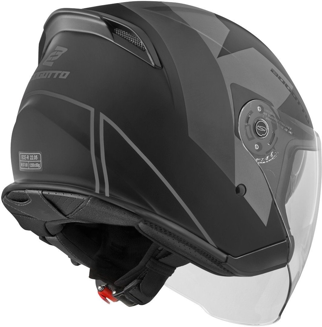 Bogotto Motorradhelm V586 Detri BT Jethelm, integriertes Kommunikationssystem,integriertes Sonnenvisier