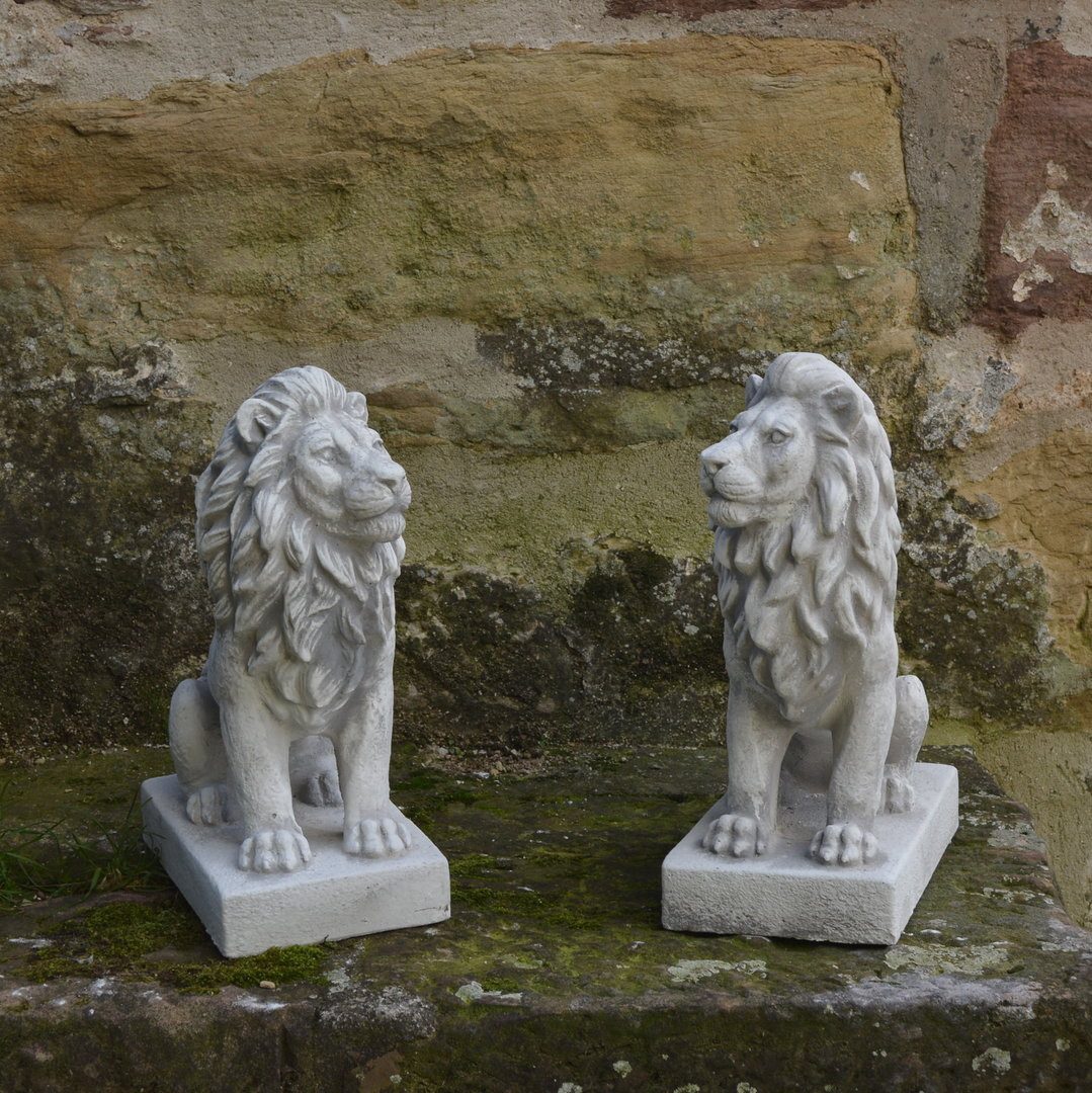 gartendekoparadies.de Gartenfigur Löwen Statue, Steinfigur, Torwächter, H. 34 cm, 10 kg, Frostsicher