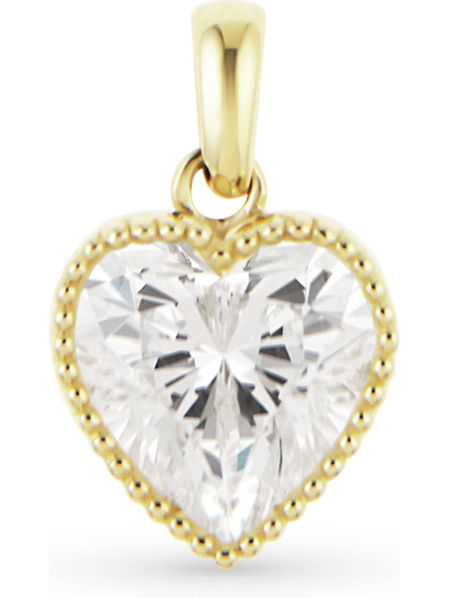 FAVS Kettenanhänger FAVS Damen-Anhänger 375er Gelbgold 1 Zirkonia Herz