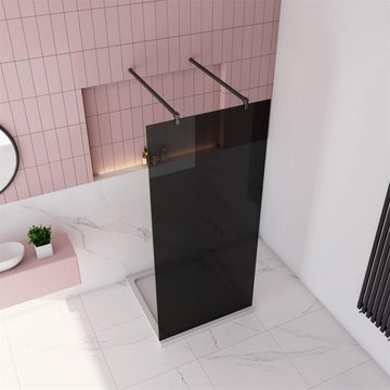 duschspa Duschwand Schwarze Walk in Dusche Duschwand Duschtrennwand Glaswand 10mm, Einscheibensicherheitsglas, Sicherheitsglas, (Set), Glas