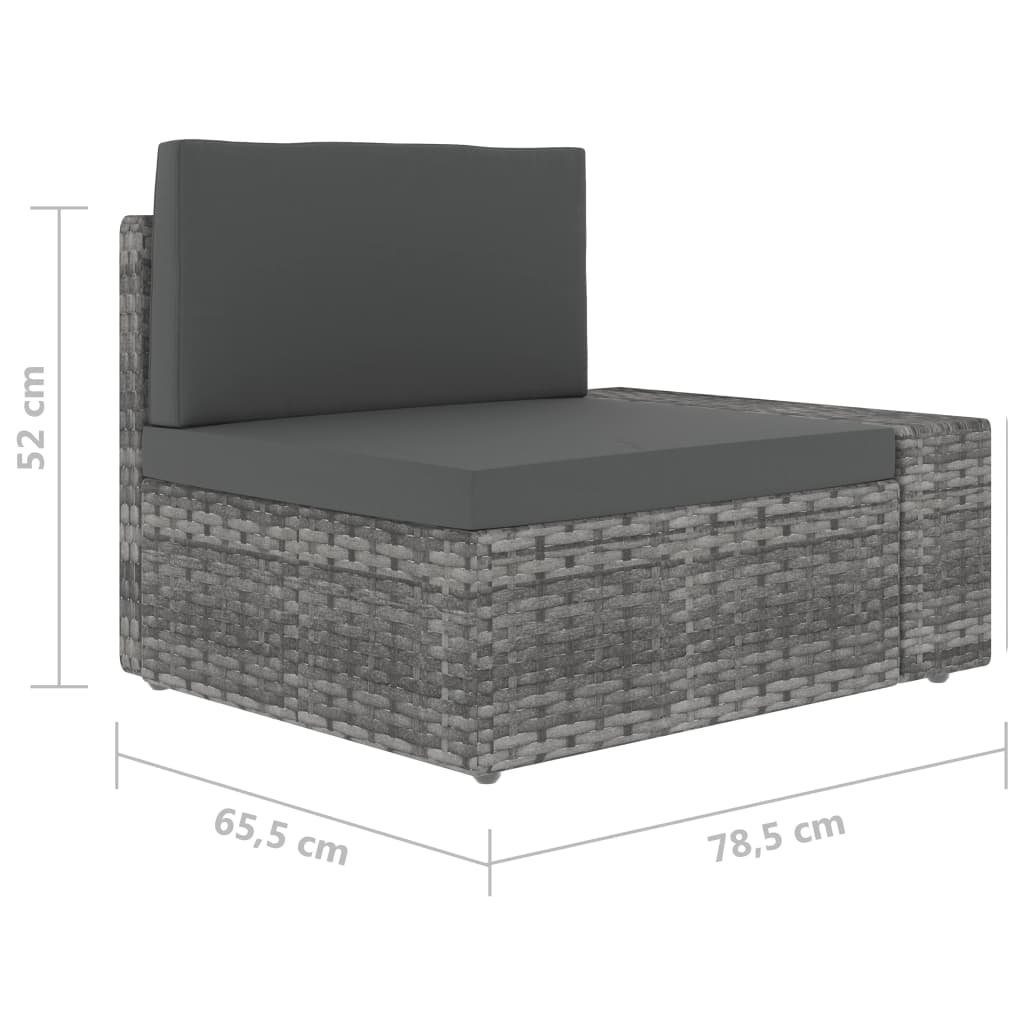mit (links) Rattan vidaXL Grau, Poly 1 Sofa-Eckteil Armlehne Loungesofa Teile Modulares