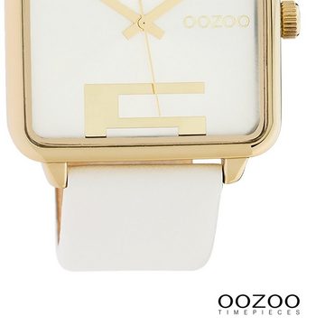 OOZOO Quarzuhr Oozoo Damen Armbanduhr Timepieces Analog, (Analoguhr), Damenuhr rechteckig, extra groß (ca. 35x35mm) Lederarmband, Fashion